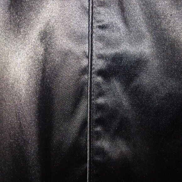 BLACK SATIN PENCIL MINI SKIRT W/PLEATED WAIST | SIZE S - Picture 4 of 6